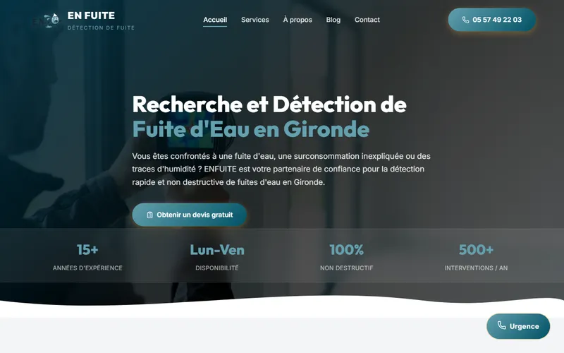 Capture de la page d'accueil du site EN FUITE (enfuite.com)