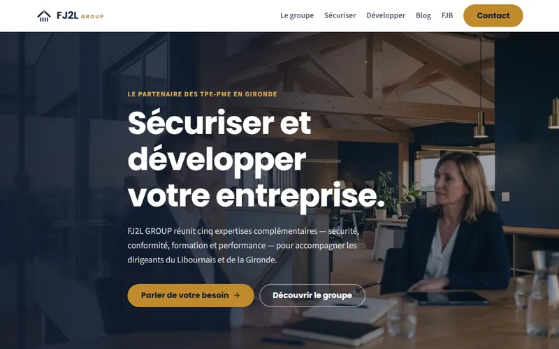 Capture de la page d'accueil du site FJ2L Group (fj2lgroup.com)