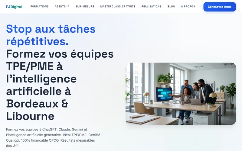 Capture de la page d'accueil du site FJ Digital (fjdigital.fr)