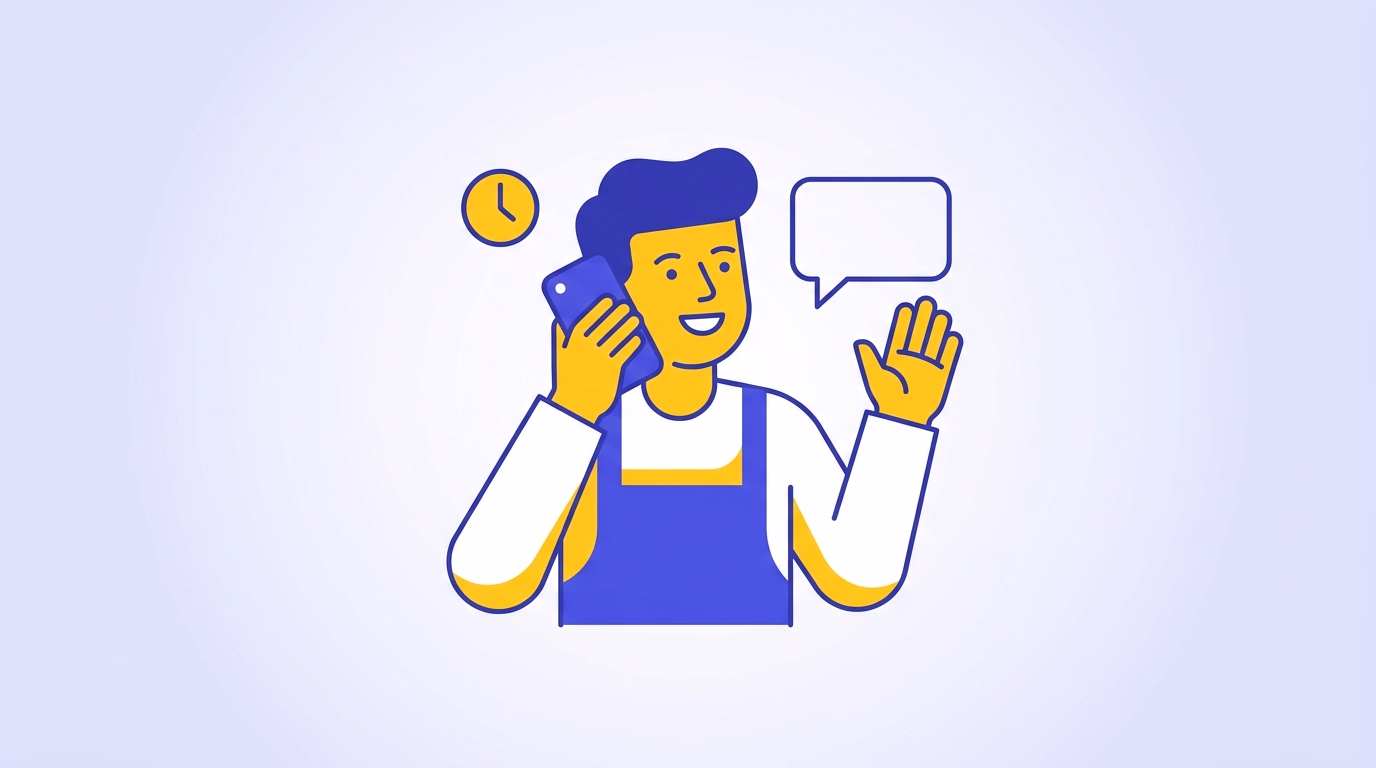 Illustration d'un artisan au téléphone, symbole d'une conversation directe et rapide